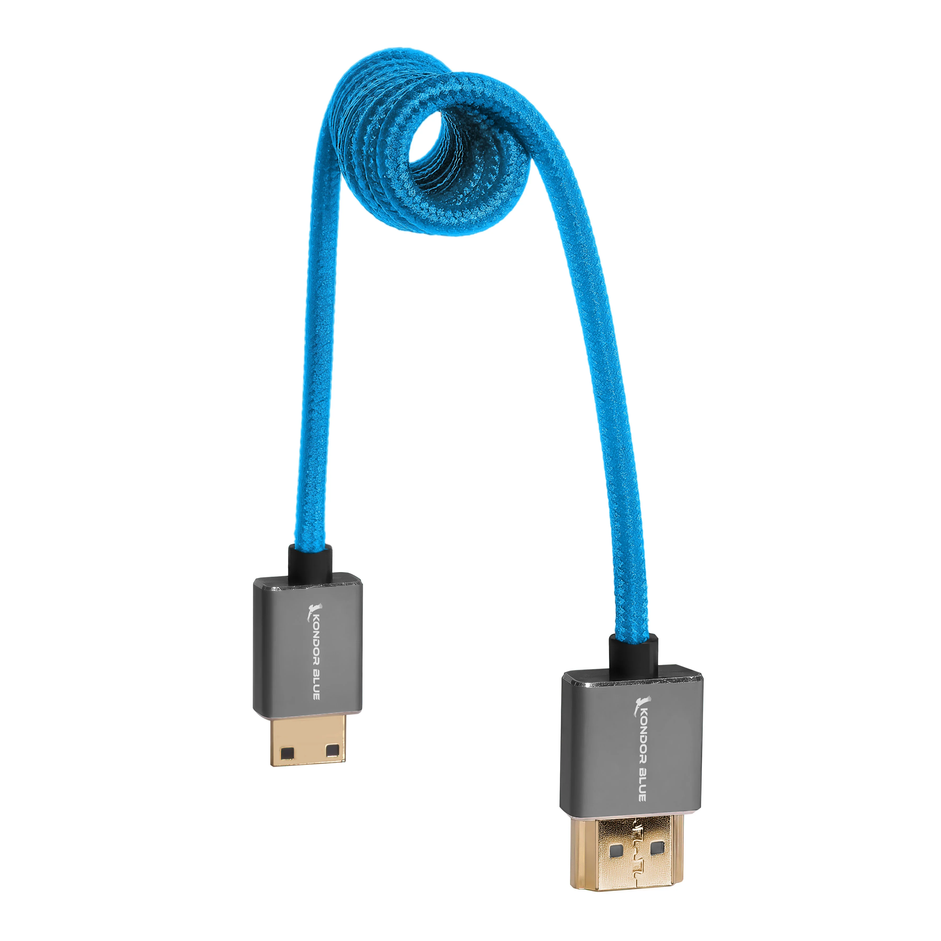 Mini HDMI to Full HDMI Cable 12"-24" Braided Coiled - Image 3