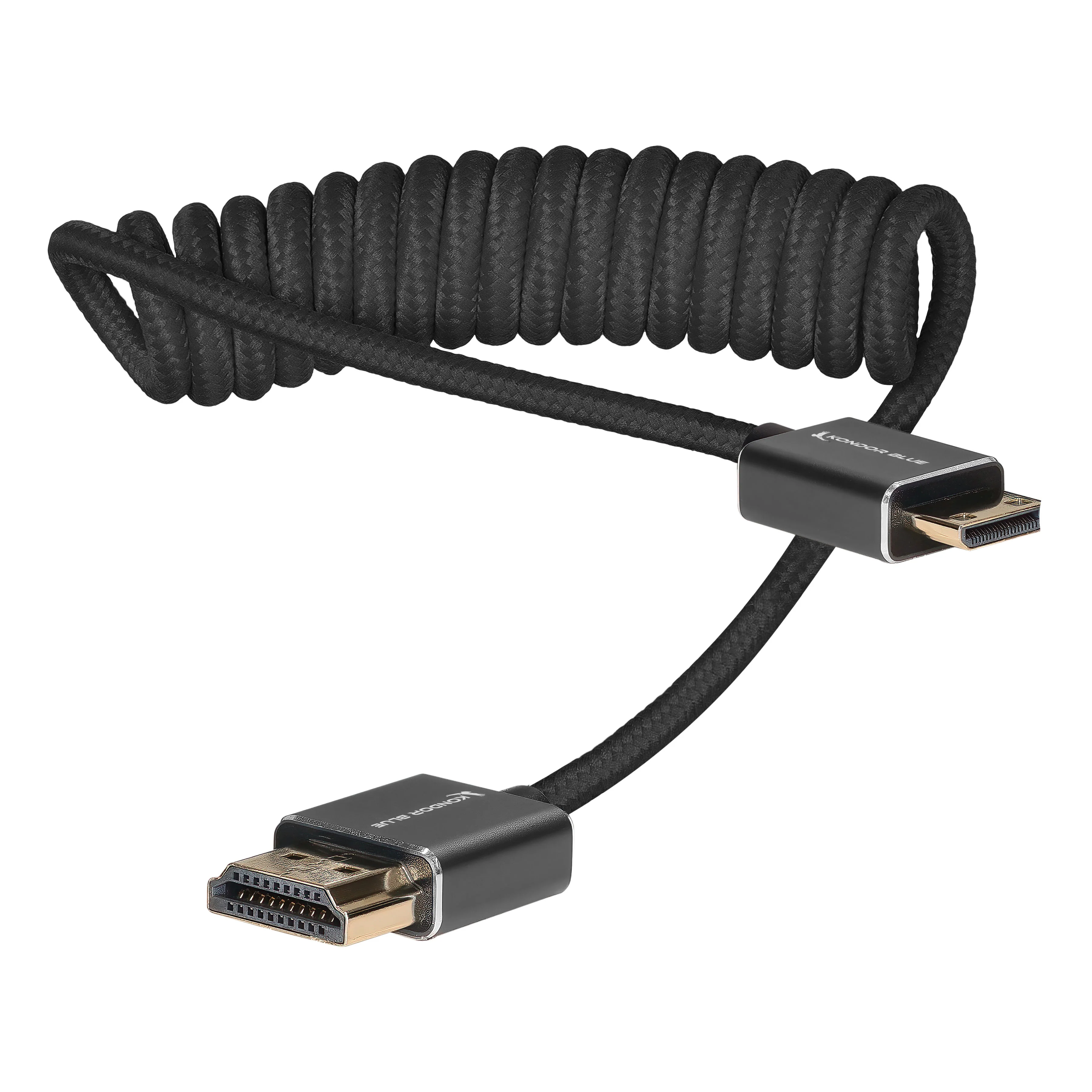 Mini HDMI to Full HDMI Cable 12"-24" Braided Coiled - Image 4