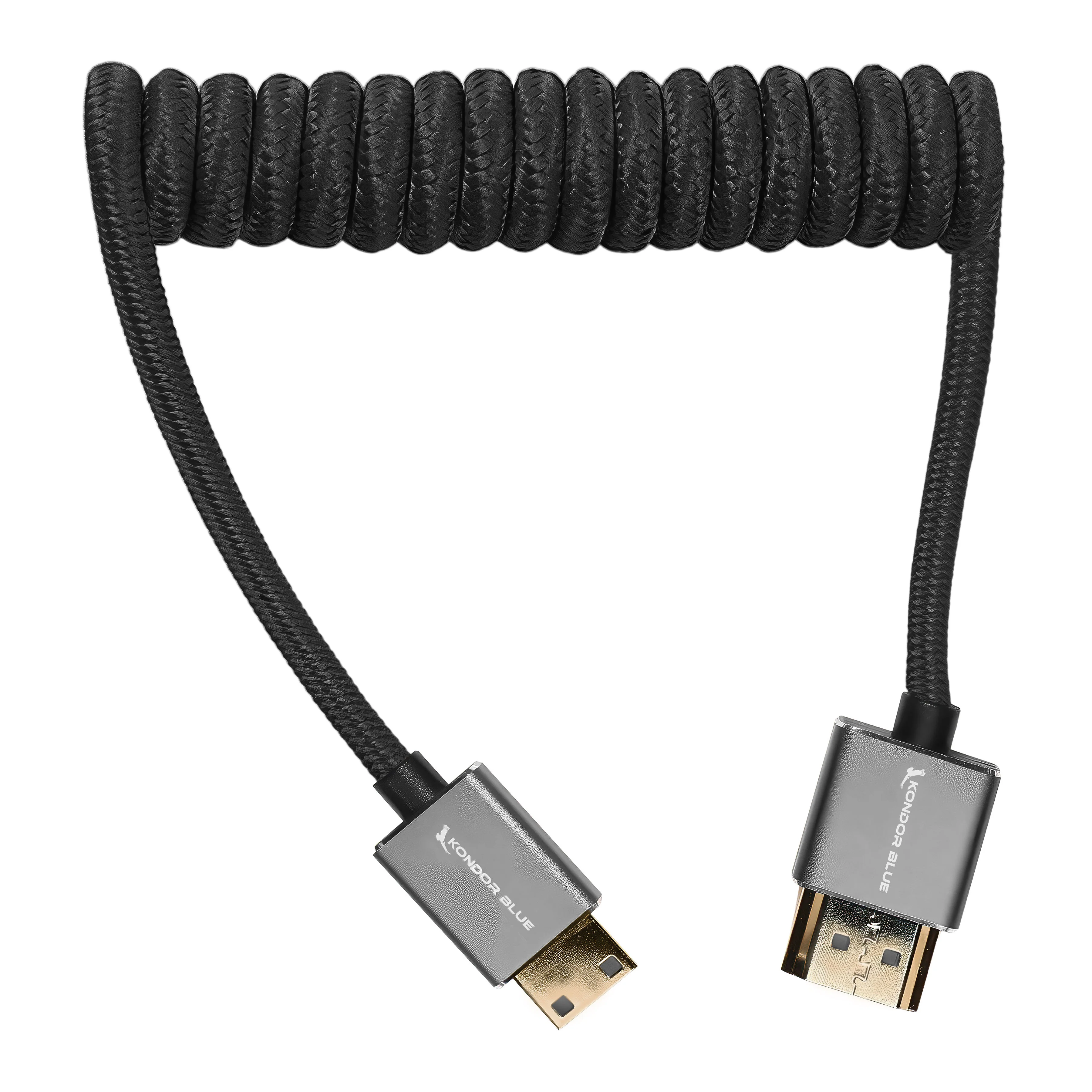 Mini HDMI to Full HDMI Cable 12"-24" Braided Coiled - Image 5