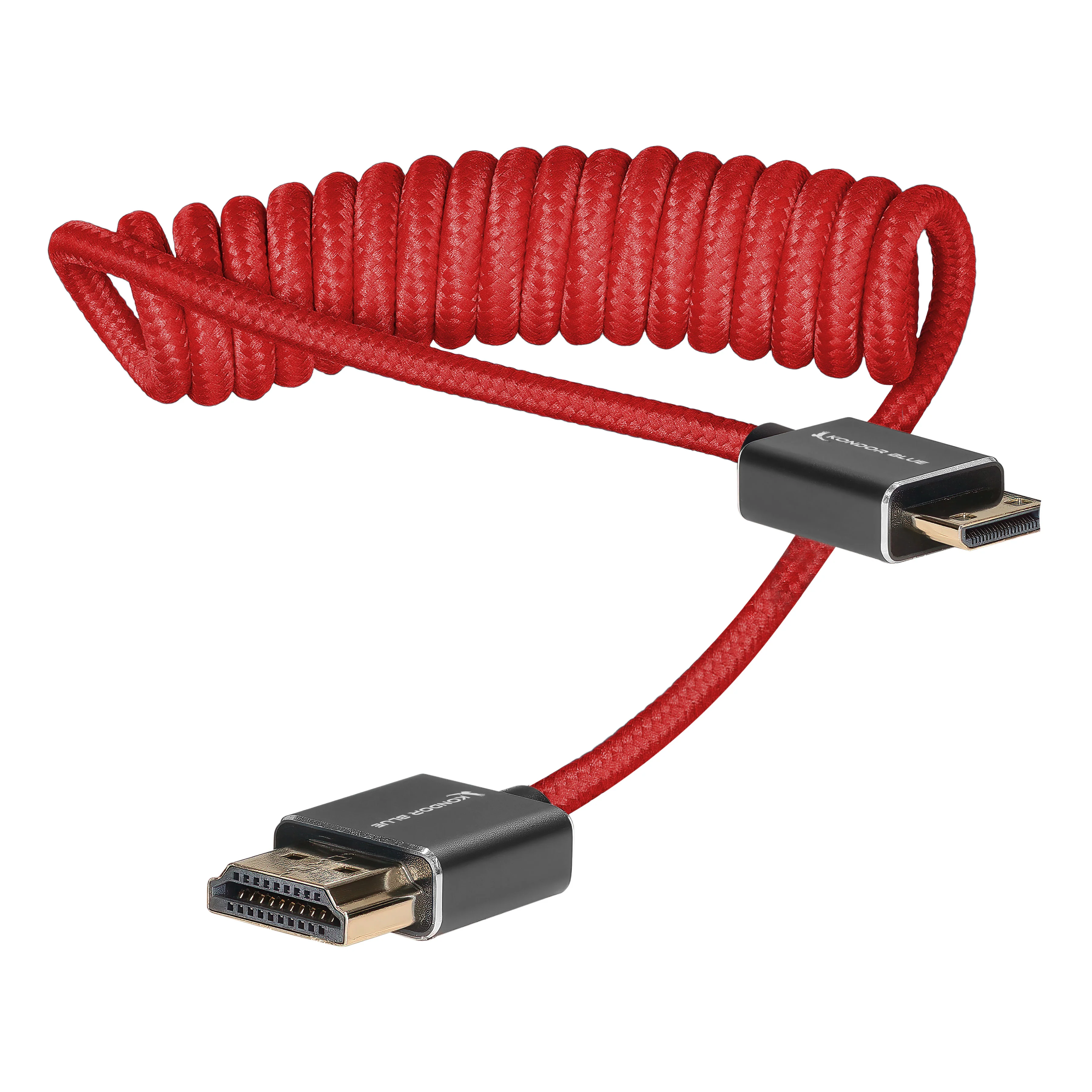 Mini HDMI to Full HDMI Cable 12"-24" Braided Coiled - Image 7