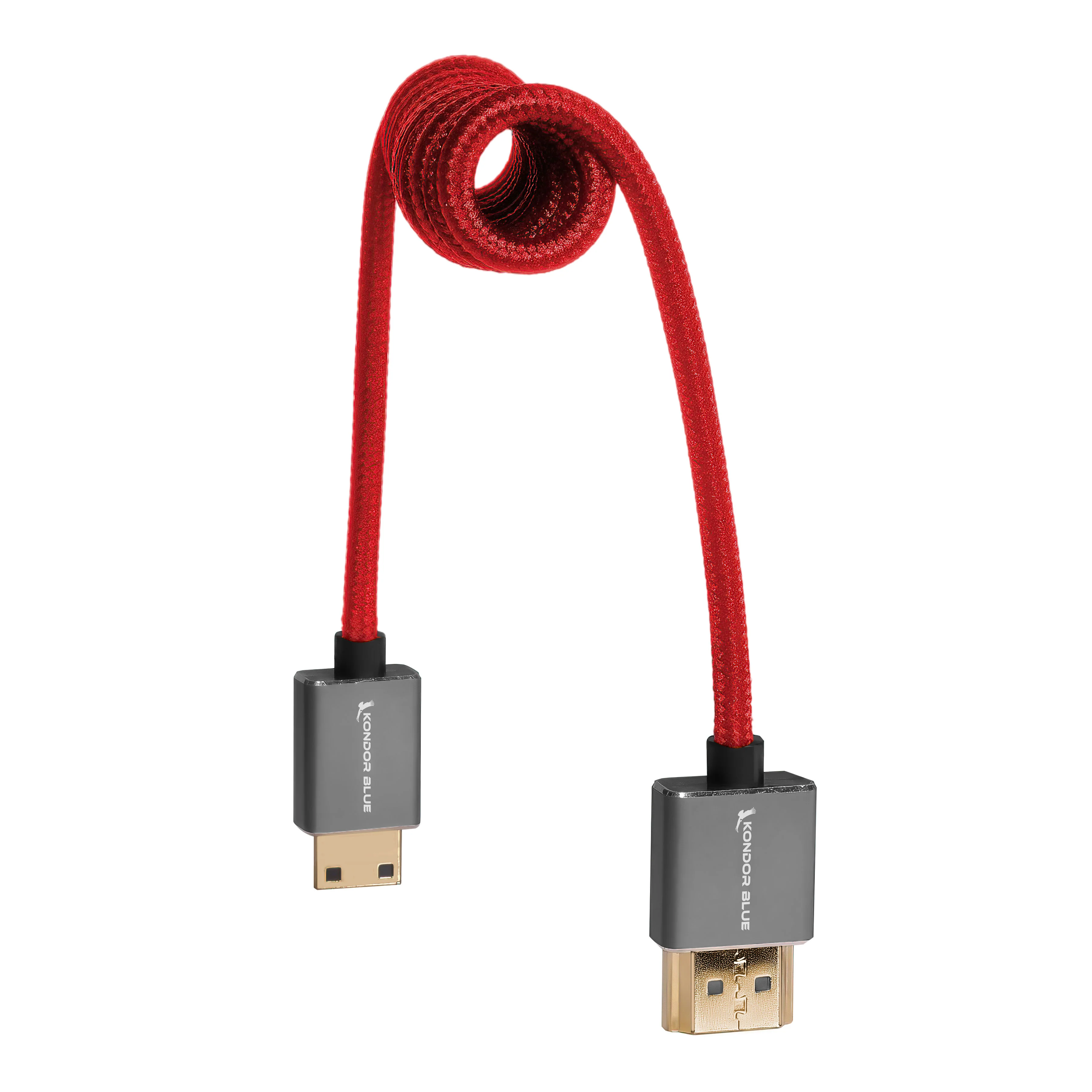 Mini HDMI to Full HDMI Cable 12"-24" Braided Coiled - Image 9