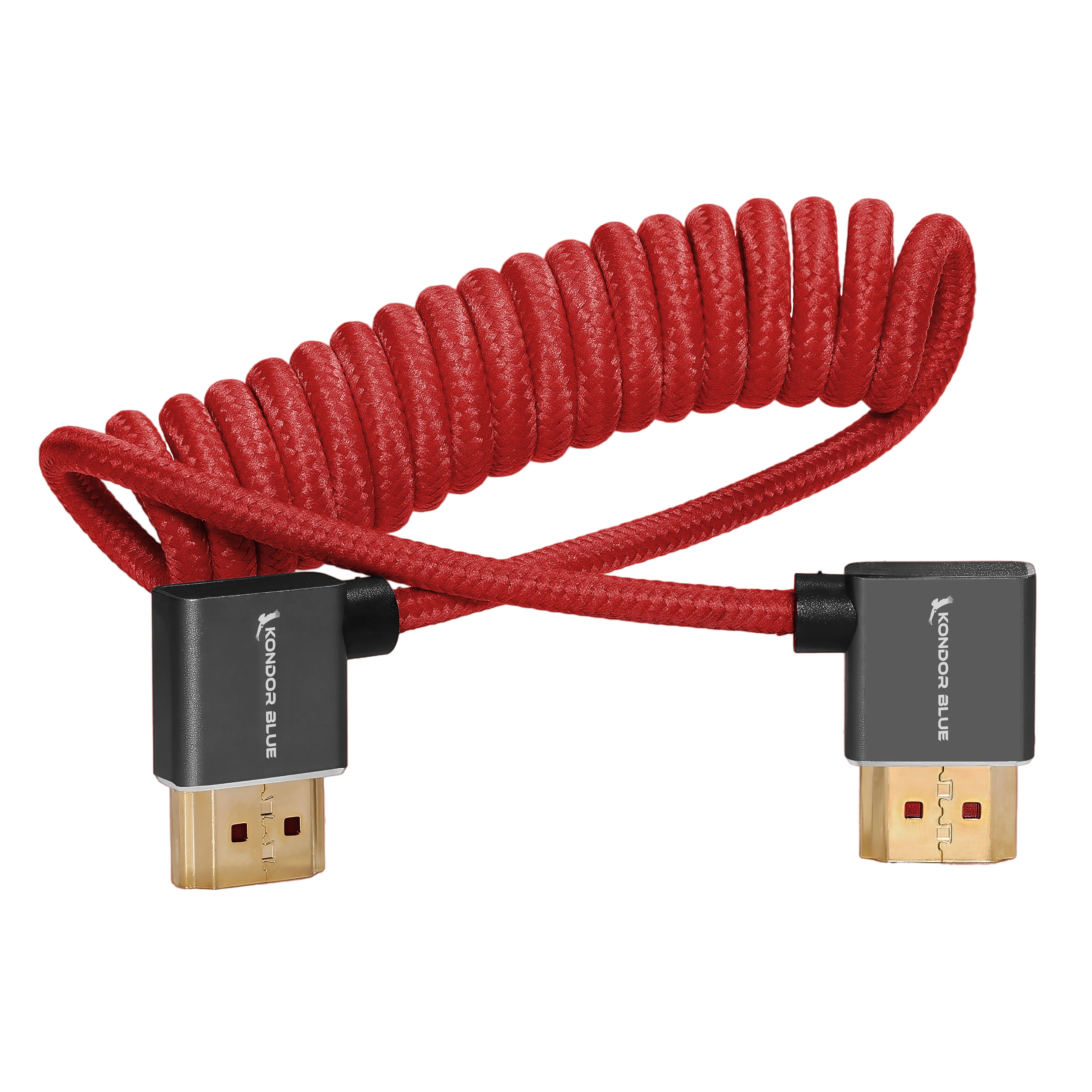 Right-Angle Full-HDMI Cable for On-Camera Monitors 12"-24" - Braided Coiled - Image 7