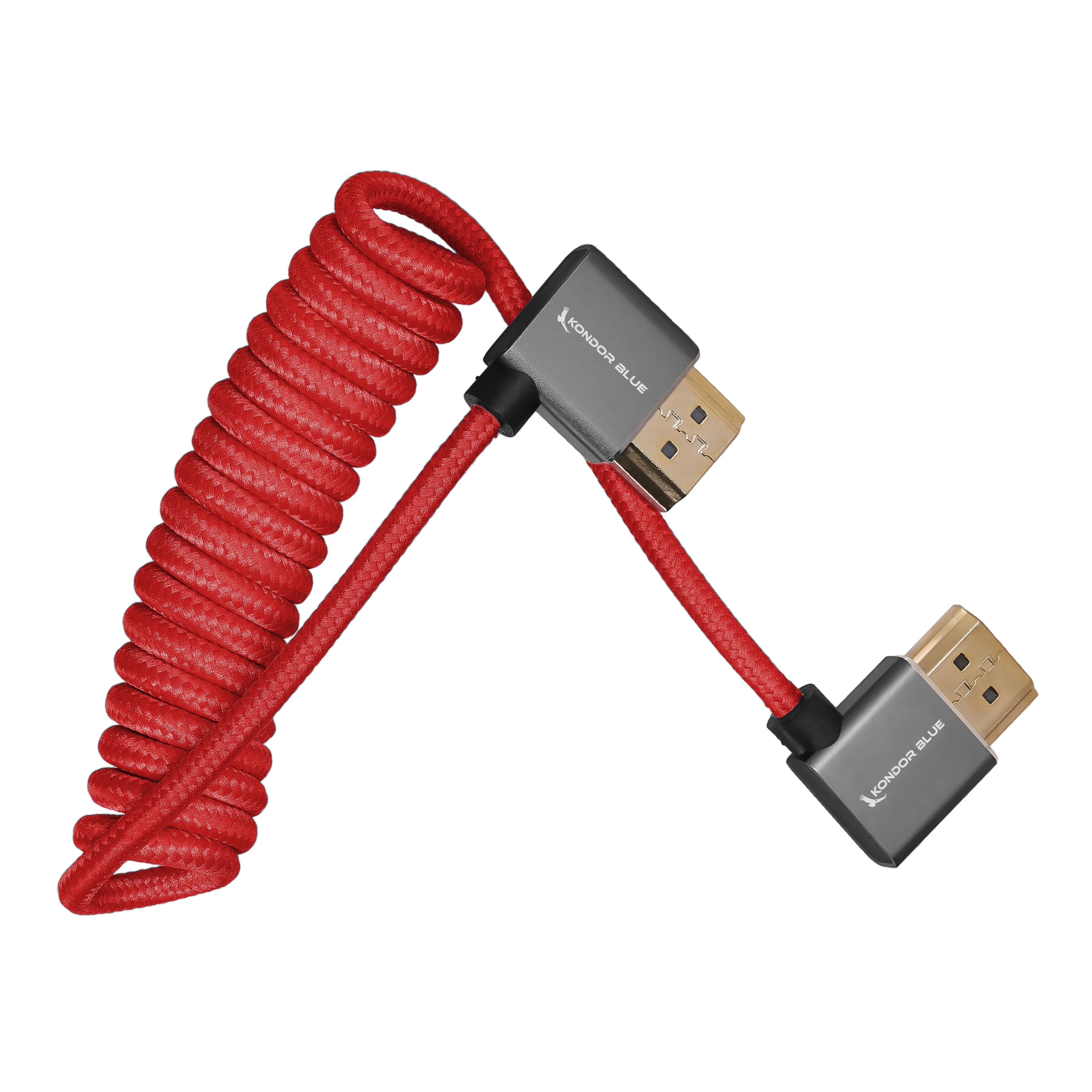 Right-Angle Full-HDMI Cable for On-Camera Monitors 12"-24" - Braided Coiled - Image 8