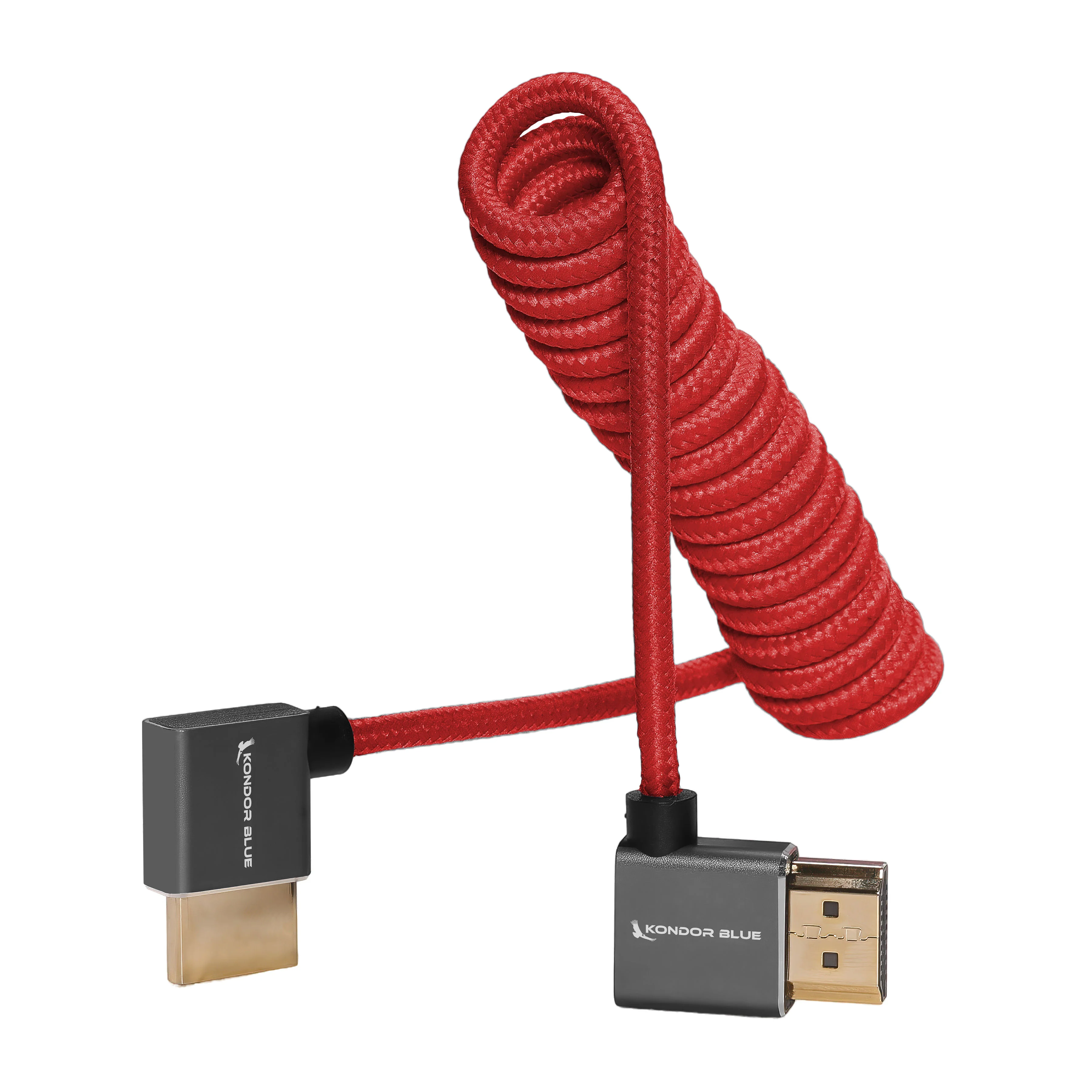 Right-Angle Full-HDMI Cable for On-Camera Monitors 12"-24" - Braided Coiled - Image 9
